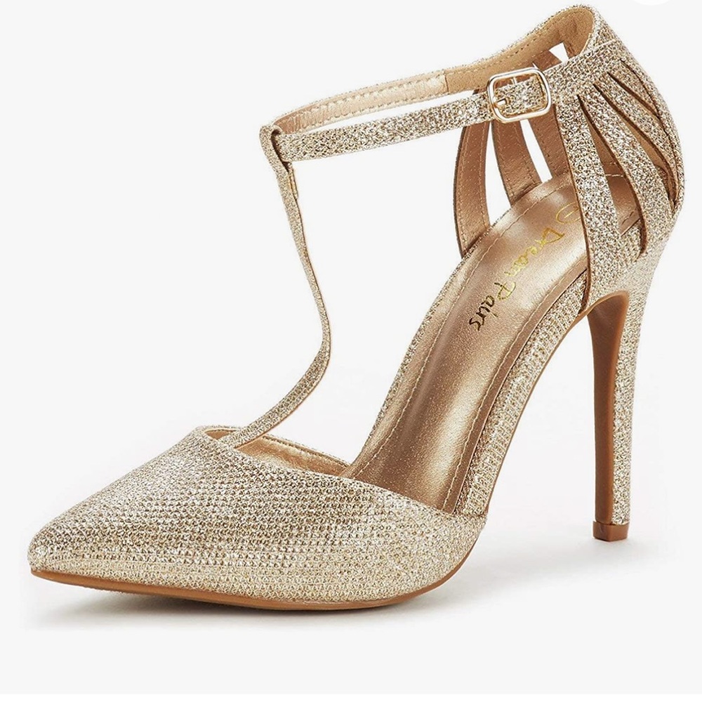 DREAM PAIRS Women's Oppointed-Mary Pump Gold Shoe